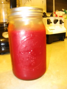2 quarts of fresh raspberries makes about 1 quart of juice. Gorgeous!